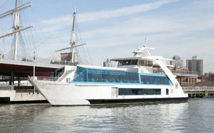 A Hornblower cruise vessel serving as nyc event space at pier 15