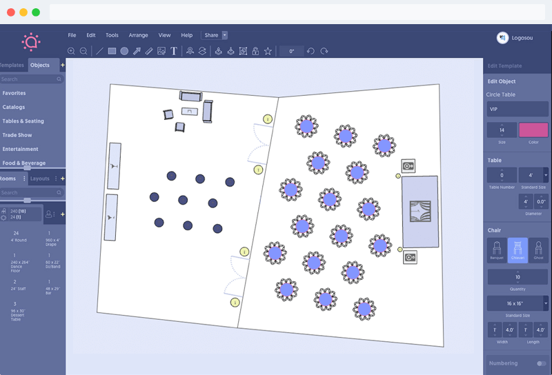 Social Tables Event Diagram Software