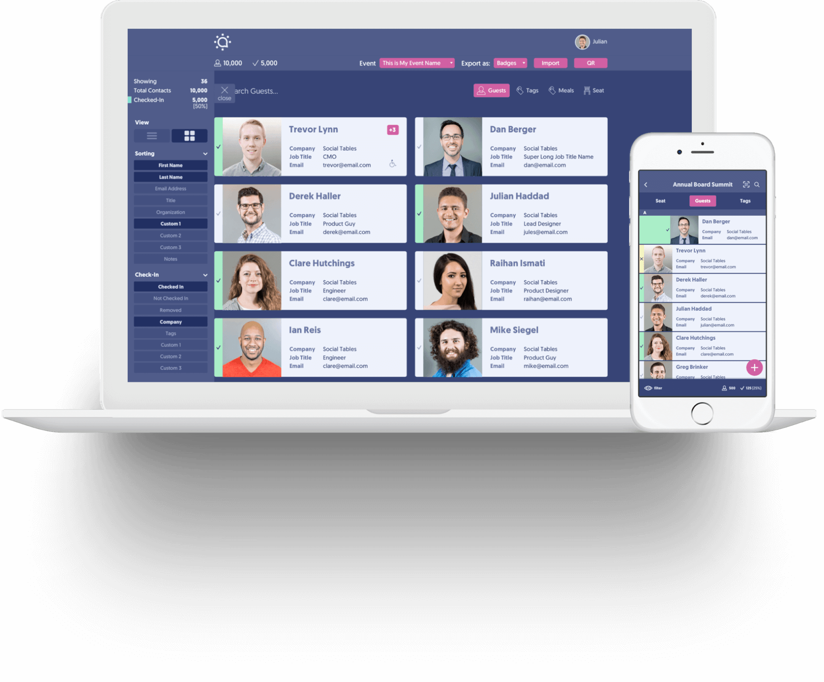 Guest management tools in the Social Tables platform