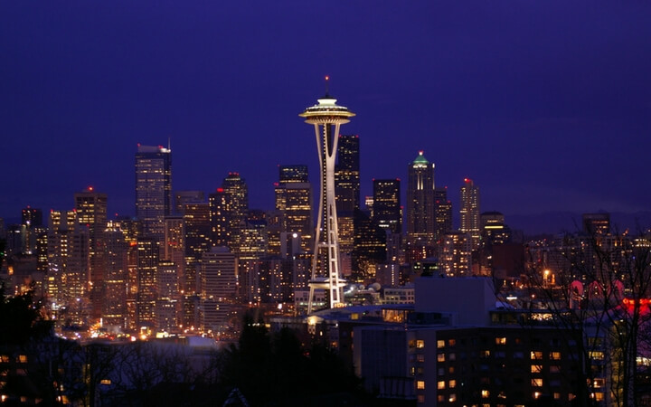 The Space Needle makes for a gorgeous Seattle event venue at night