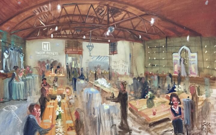 A painting of the Seattle event venue 415 Westlake
