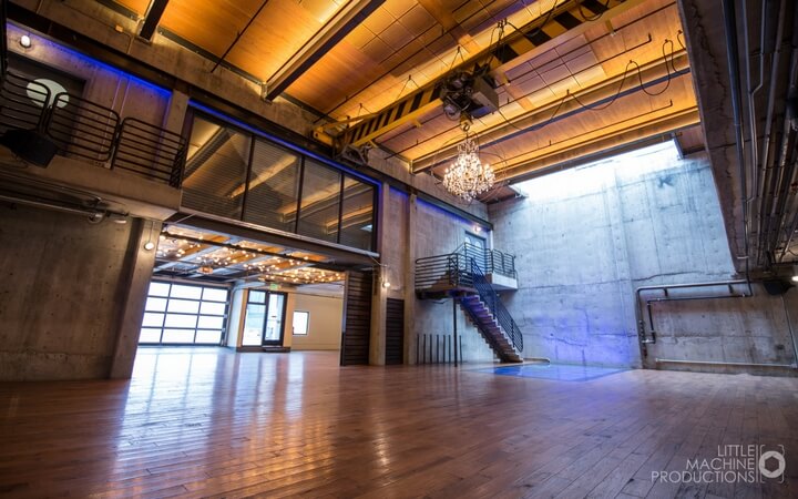 The high ceilings of the Seattle event venue the Fremont Foundry 