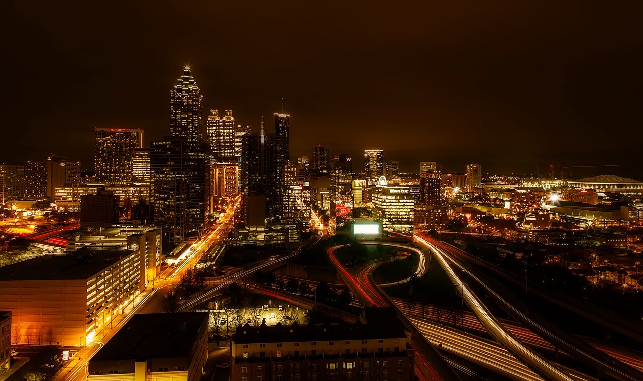 The Atlanta skyline at night