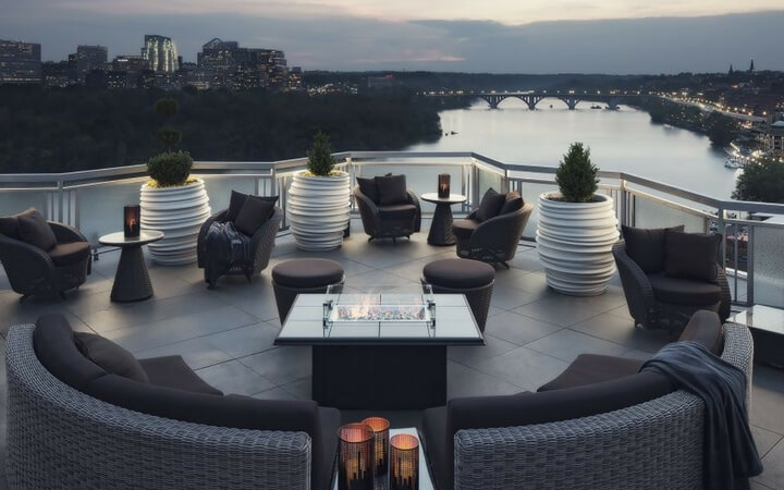 The Watergate Hotel rooftop is a sophisticated DC event space