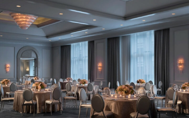 An event space setup at the Four Seasons Hotel in San Francisco