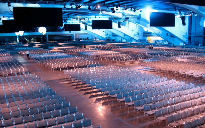 A massive convention space at the Moscone Center in San Francisco