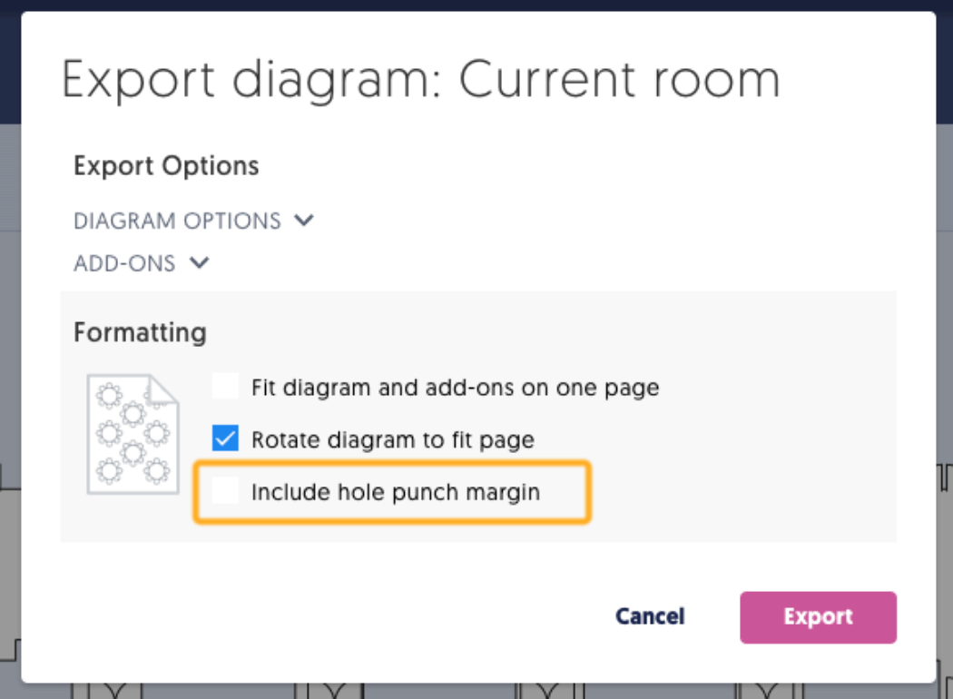  The option to turn off three hole punch margin to further maximize diagram size 