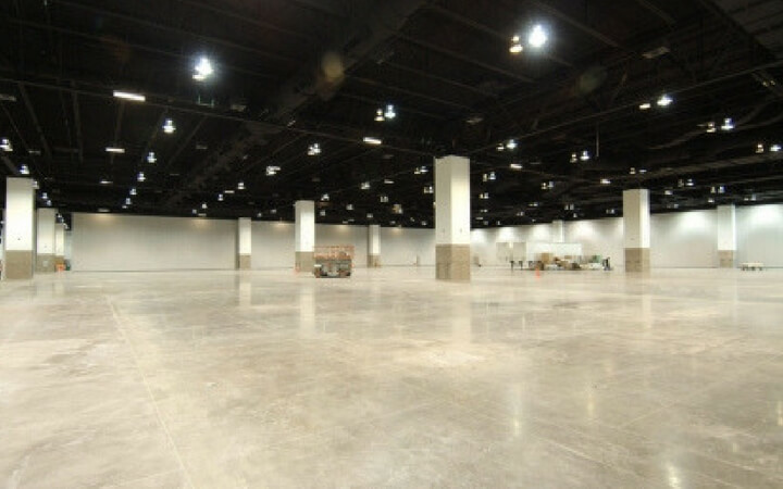 An empty event space at Denver's Colorado Convention Center