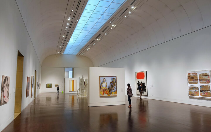 A gallery space at the Blanton art museum that can be used as a meeting space