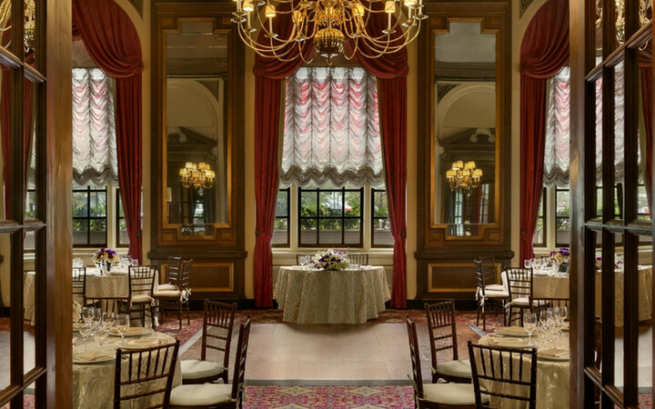 A wedding setup at the Boston event venue Fairmont Copley Plaza 