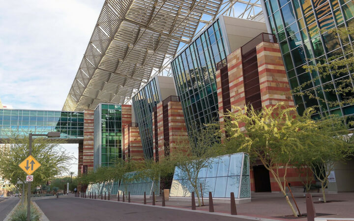 The outside of the Phoenix convention center