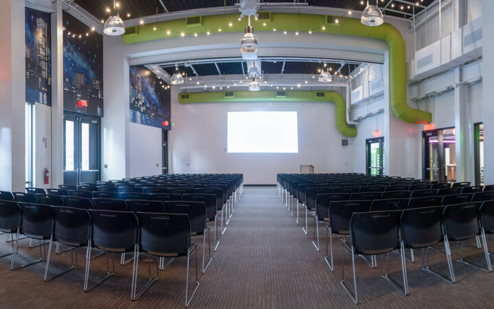 Contemporary decor at the contemporary Boston meeting venue District Hall