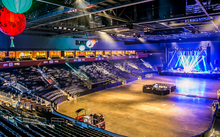 The inside of the stadium at the 1st Bank Center in Denver