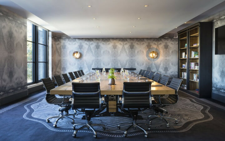 A boardroom meeting space in Austin at the Kimpton Hotel Van Zandt