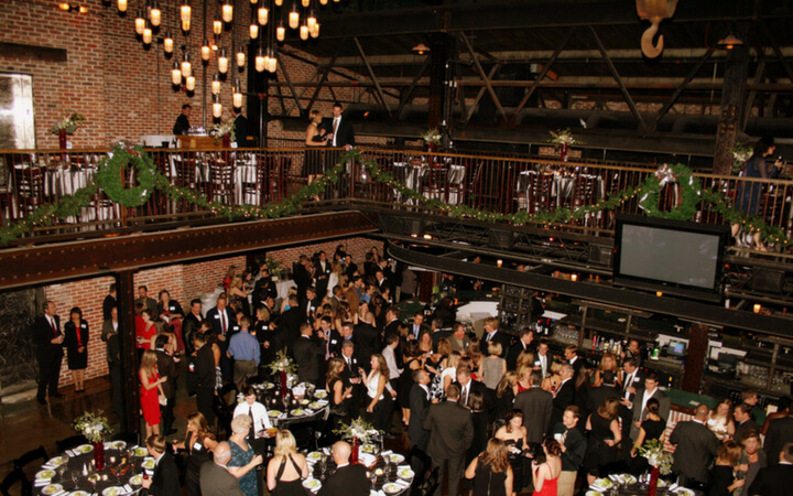 A balcony view of the event venue at Denver's Mile High Station