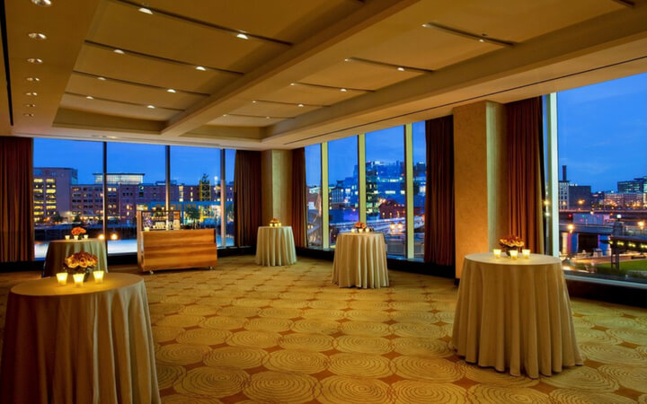 A reception space at an Intercontinental Boston event venue