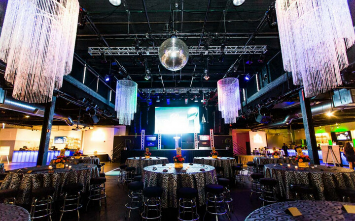 A dinner layout at the EXDO event space in Denver