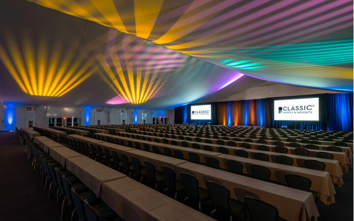 A large conference space at a Phoenix event venue at the Arizona Grand