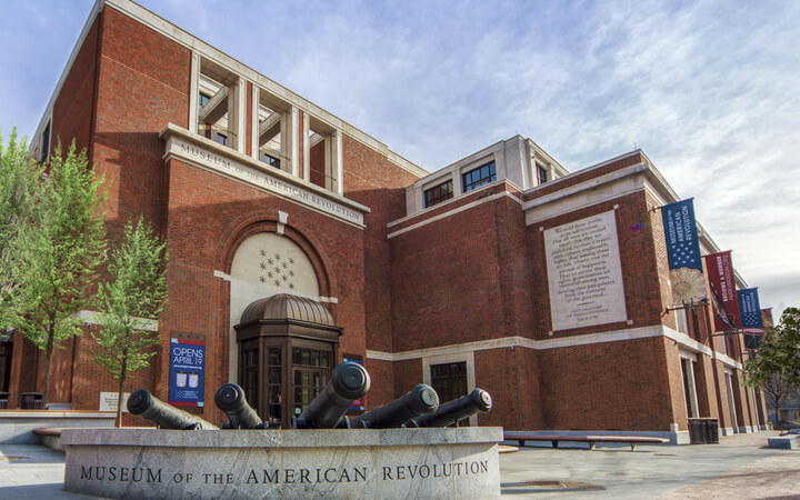 The exterior of the Museum of the American Revolution building