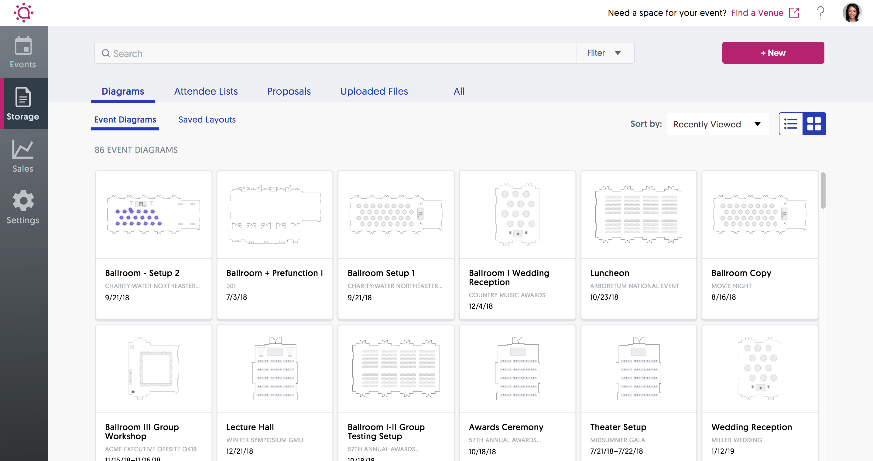 Floor plan library, event file storage.