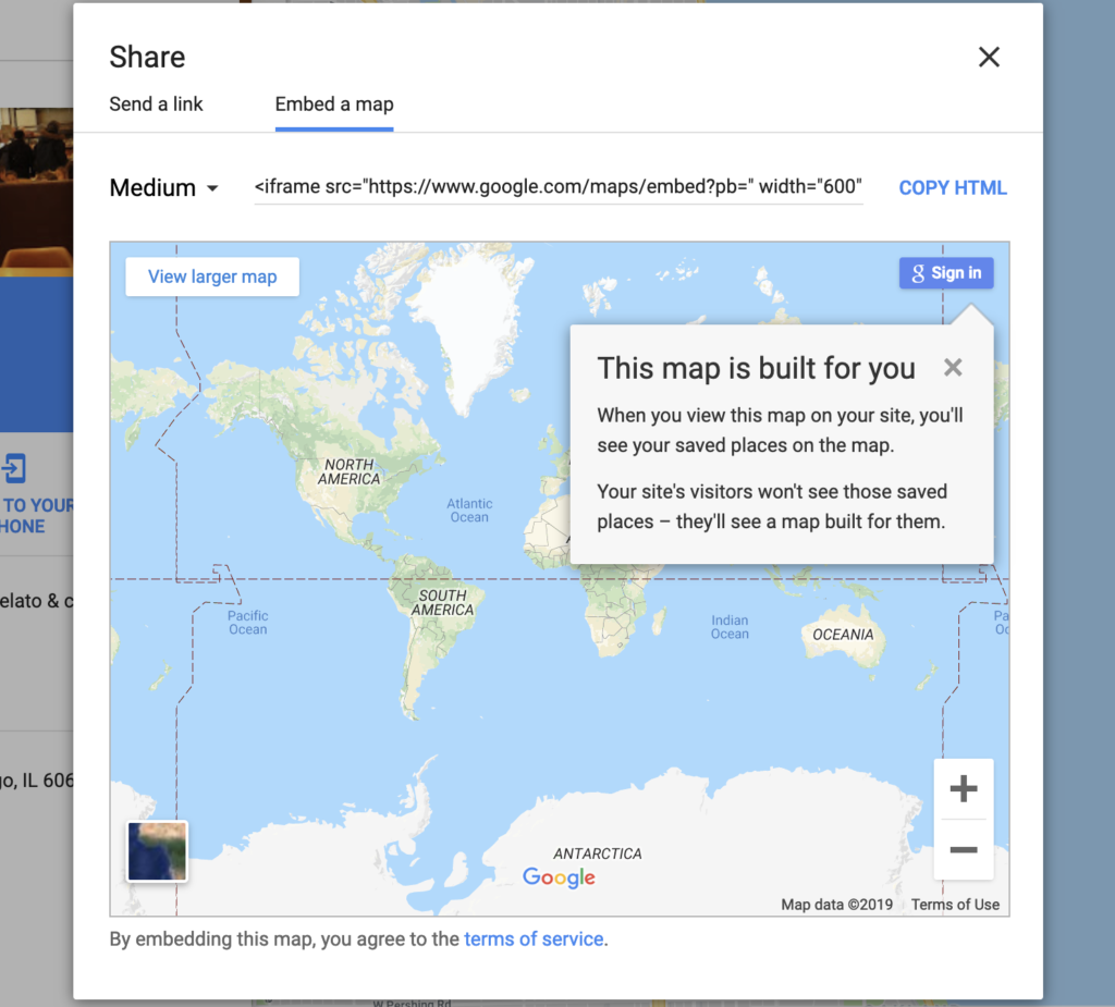 Select share and a screen will appear. Select the Embed map tab. The code that comes up will begin with <iframe. 