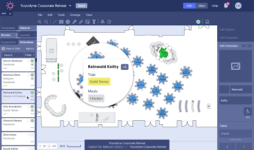 a screenshot of wedding guest information using Social Tables