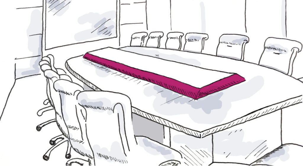 Rendering of meeting room in office