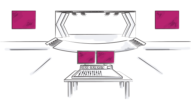 Sketch of A/V system set up for virtual event