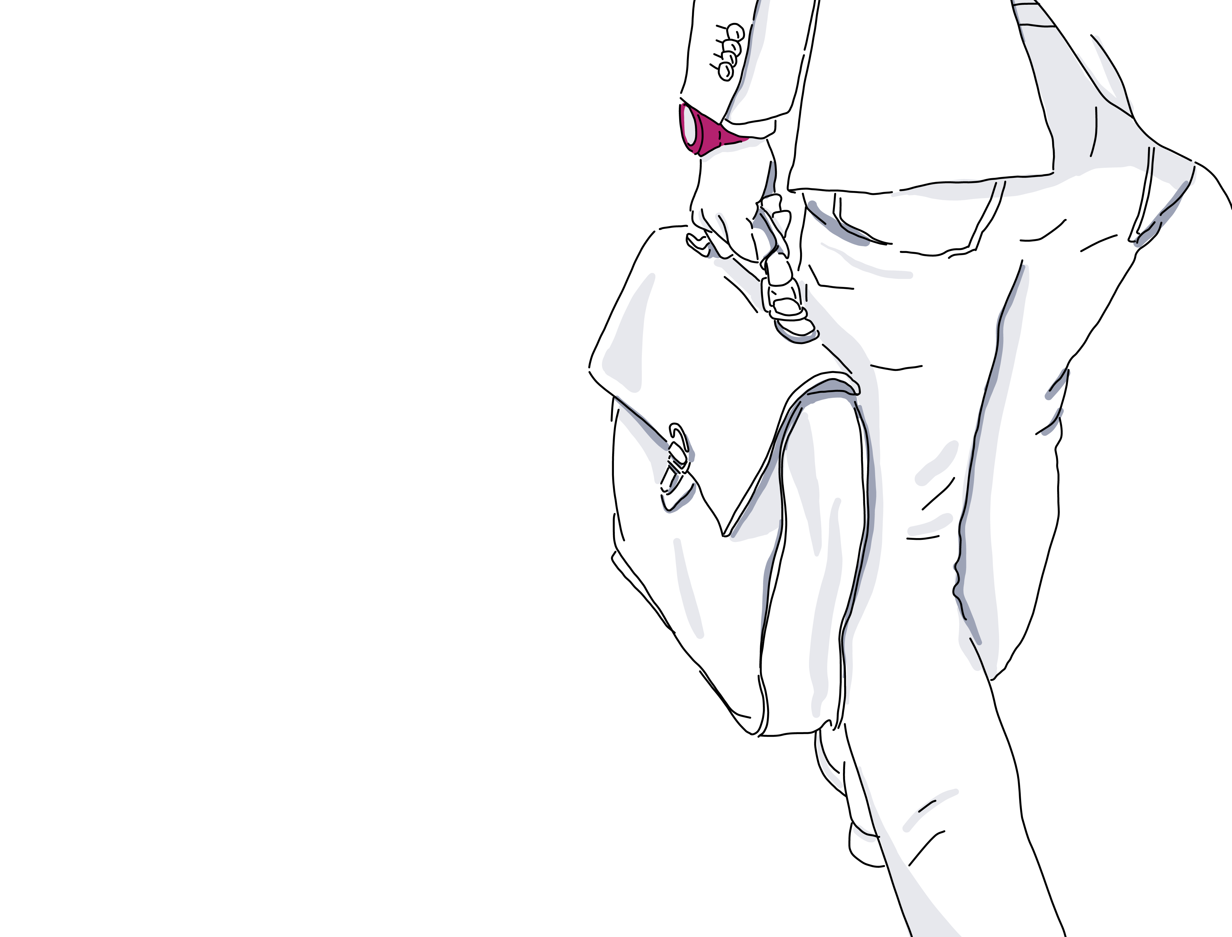 sketch of businessperson walking with briefcase