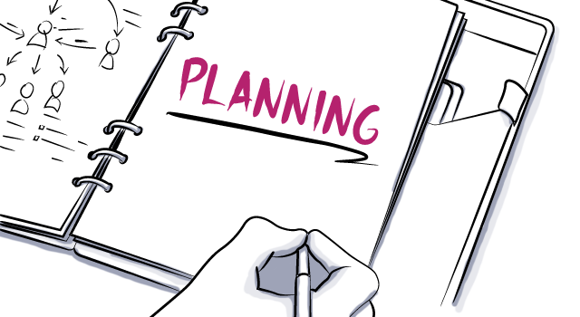 digital drawing of event planning notebook