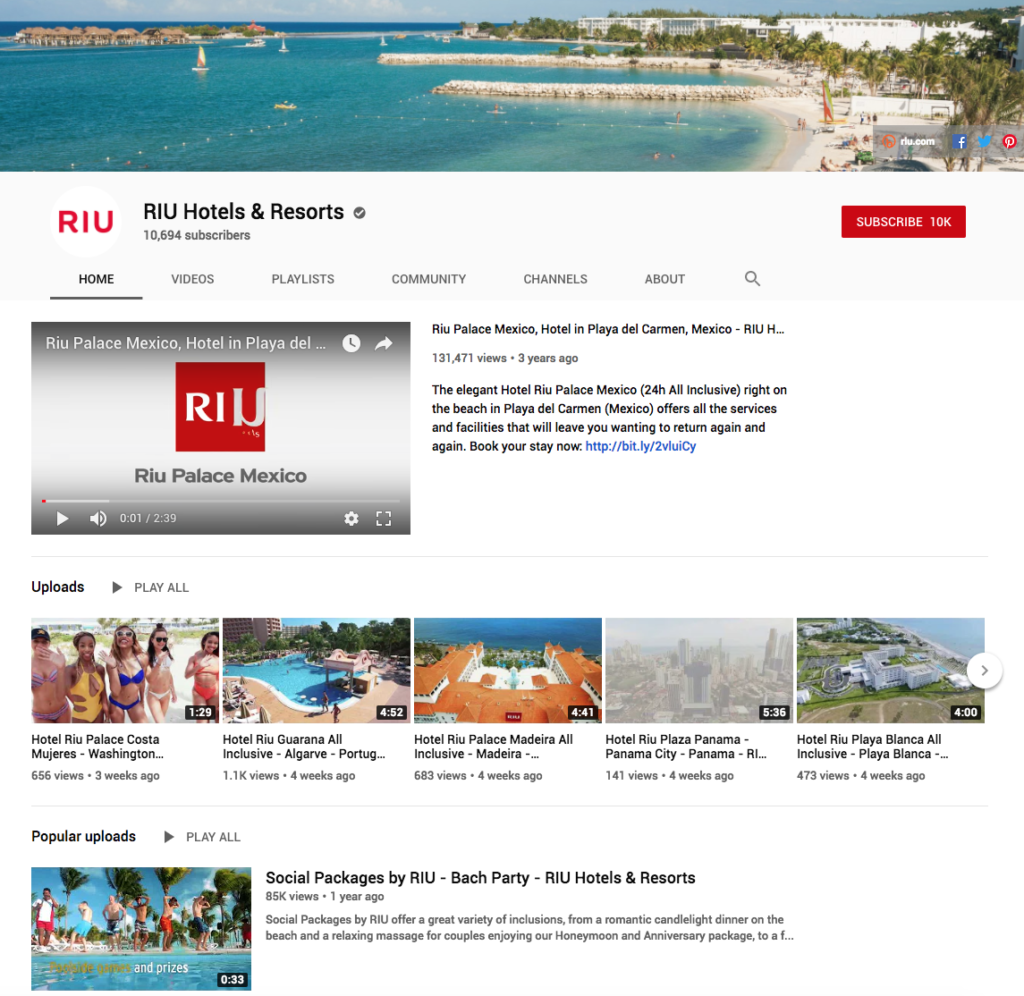 riu hotels social media marketing