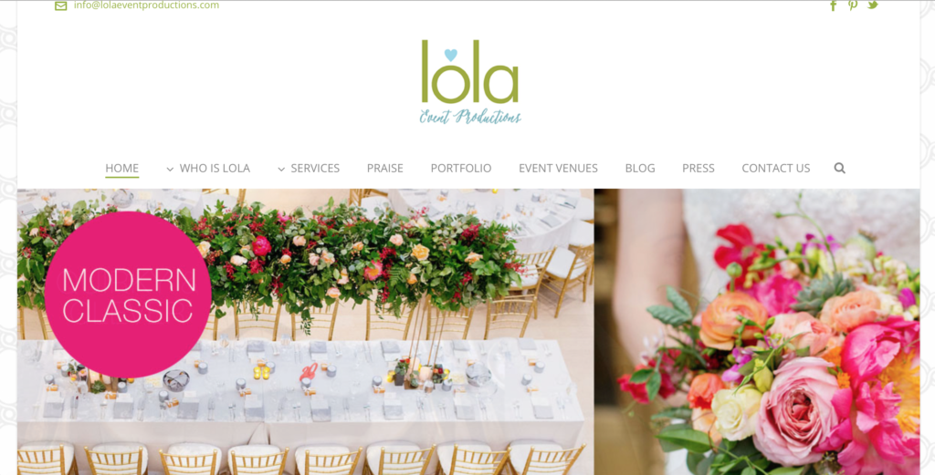 Lola event productions website