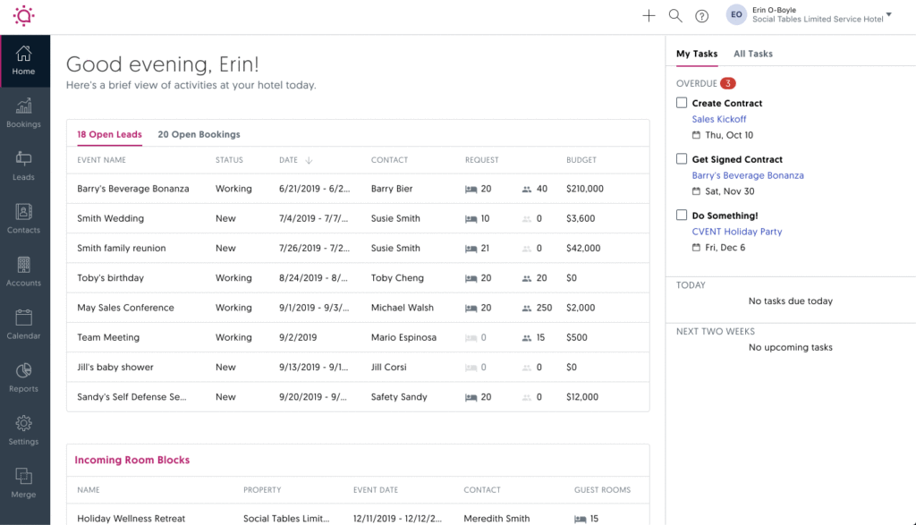 Sales & Catering CRM users can now filter bookings by the sales manager assigned to the booking and the booking's Status. 