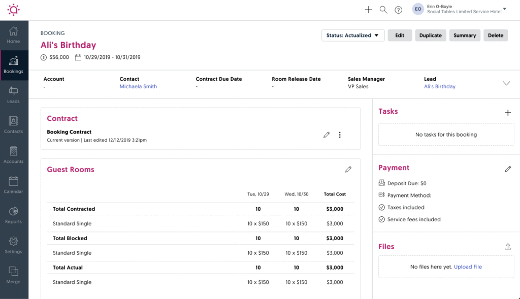 Sales & Catering CRM users can now view (and restore) previous versions of their BEOs.