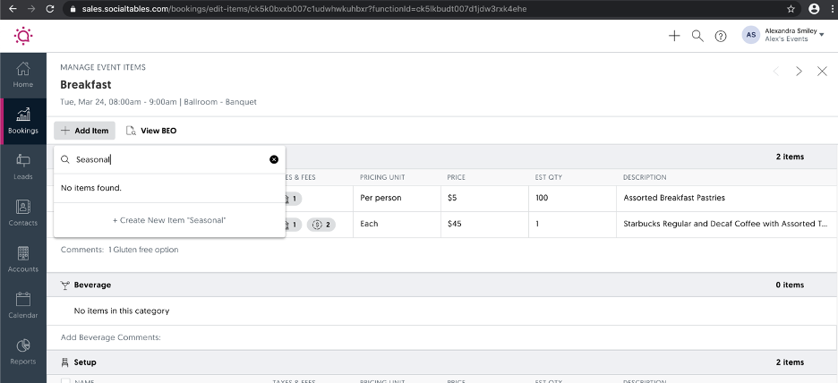 Sales & Catering CRM users can now choose whether to an item should be added to a standard inventory.