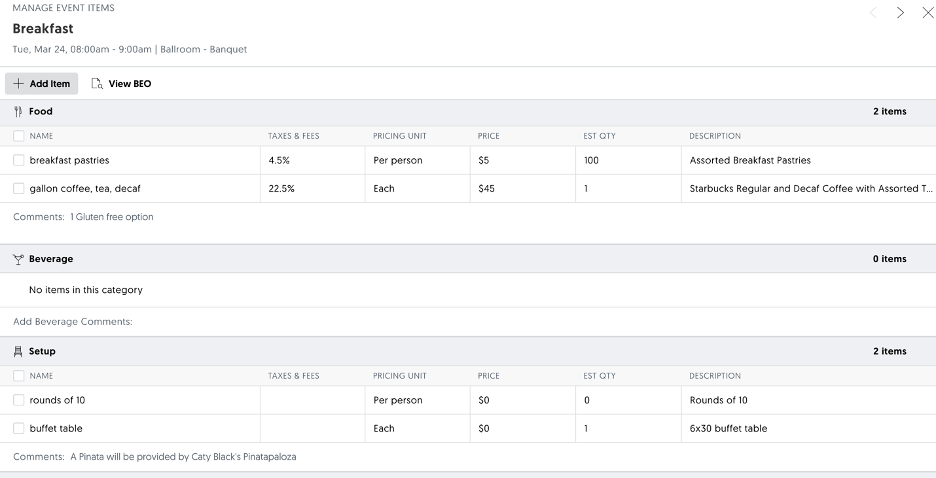 The Sales & Catering CRM now transfers comments made while detailing event functions to the bookings themselves.