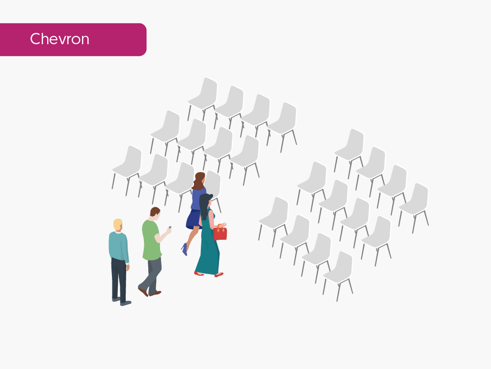 3d rendering of chevron seating arrangement type