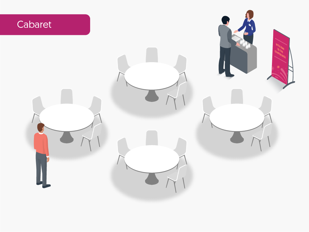 3d rendering of cabaret seating arrangement type