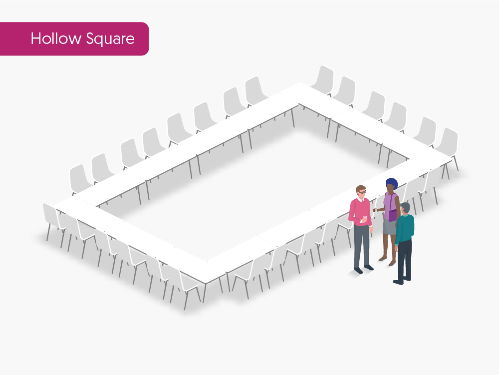 3d rendering of hollow square seating arrangement type