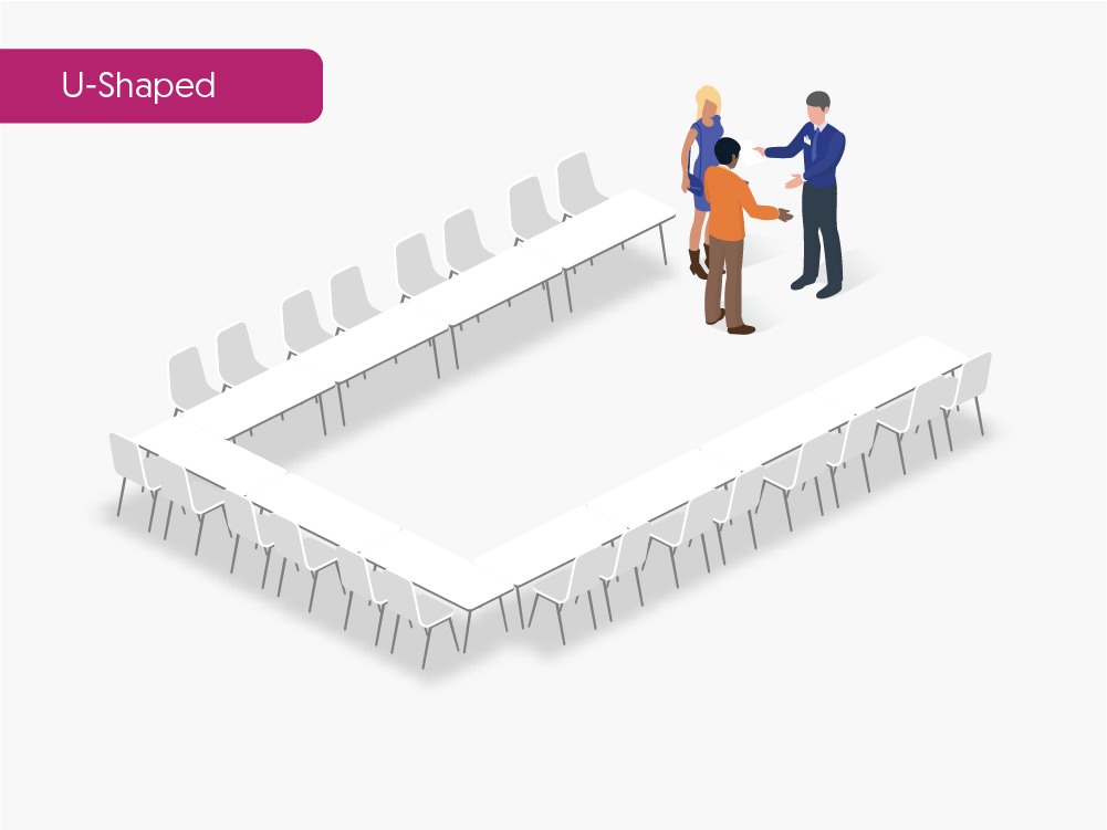 3d rendering of u-shaped seating arrangement type